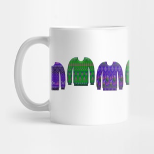 Ugly Christmas Sweaters in Purple and Green Mug